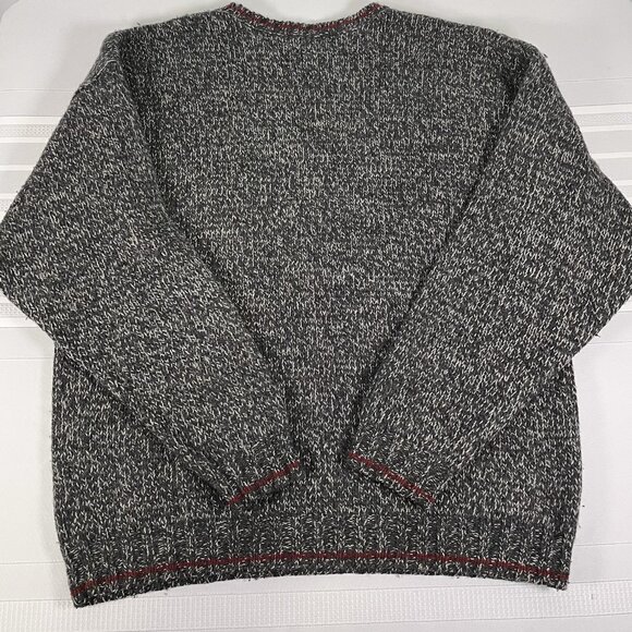 Eddie Bauer Large Wool Blend Marled Crewneck Knit Sweater Red Trim Grandpa Cabin - Picture 6 of 8